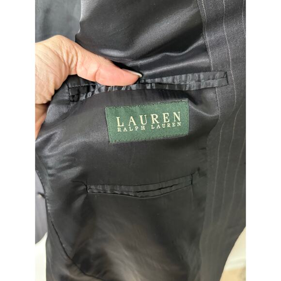 Lauren Ralph Lauren Sport Coat Men 46L Gray Pinstripe Wool Blazer Old Money - Picture 4 of 11